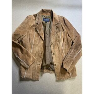 Wilsons Leather Pelle Studio Brown Suede Whipstitch Jacket XL Mens Blazer